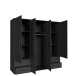 Drehtürenschrank >MOKKARIS< 4 Schübe, 4 Türen, in Schwarz - 205,9x200,1x58,8cm (BxHxT)