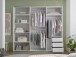 Schwebetürenschrank >Carano< Weiß / Spiegel, VOLLAUSSTATTUNG mit Spiegeltür, Schubladen und Einlegeböden - 215x204x63cm (BxHxT)