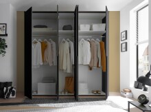Drehtürenschrank >Kevo< 3 Böden, 3 Stangen, Graphit, Holzwerkstoff - 225x225x52 (BxHxT)