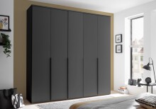 Drehtürenschrank >Kevo< 3 Böden, 3 Stangen, Graphit, Holzwerkstoff - 225x225x52 (BxHxT)