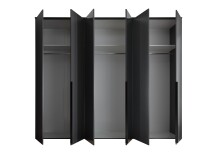 Drehtürenschrank >Kevo< 3 Böden, 3 Stangen, Graphit / Spiegel - 270x225x52 (BxHxT)