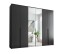 Drehtürenschrank >Kevo< 3 Böden, 3 Stangen, Graphit / Spiegel - 270x225x52 (BxHxT)