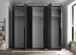 Drehtürenschrank >Kevo< 3 Böden, 3 Stangen, Graphit / Spiegel - 270x225x52 (BxHxT)