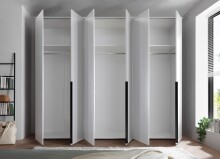 Drehtürenschrank >Kevo< 3 Böden, 3 Stangen, Weiß, Holzwerkstoff - 270x225x52cm (BxHxT)