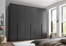 Drehtürenschrank >Kevo< 3 Böden, 3 Stangen, Graphit, Holzwerkstoff - 270x225x52 (BxHxT)