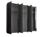 Drehtürenschrank >Kevo< 3 Böden, 3 Stangen, Graphit, Holzwerkstoff - 270x225x52 (BxHxT)