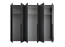 Drehtürenschrank >Kevo< 3 Böden, 3 Stangen, Graphit, Holzwerkstoff - 270x225x52 (BxHxT)