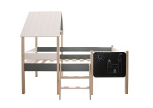 Hausbett >Kiama< mit Rollrost, Weiß, Petrol, Schwarz, Kiefer - 123x165x210 (BxHxT)
