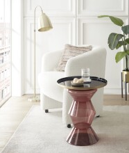 Beistelltisch >1172< mit Ablage, in Rot, Glas -...