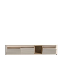 Lowboard >BREATHTAKER< 3 Klappen, 4 Fächer, Eiche Dekor/ Sandfarbig - 215x41,5x41,3cm (BxHxT)