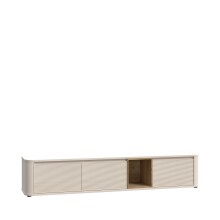 Lowboard >BREATHTAKER< 3 Klappen, 4 Fächer, Eiche Dekor/ Sandfarbig - 215x41,5x41,3cm (BxHxT)