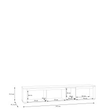 Lowboard >BREATHTAKER< 3 Klappen, terrakottafarbig / Eiche Dekor - 215x41,5x41,3 (BxHxT)
