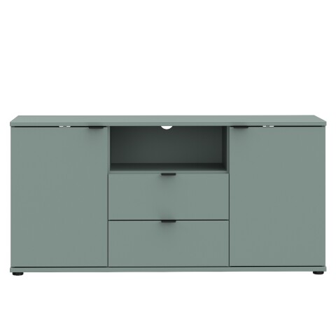 TV-Schrank >GANYMEDE< 2 Türen, 2 Schübe, 1 Fach, salbeifarbig - 129,8x63,1x41,3cm (BxHxT)