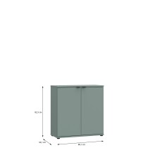 Kommode >GANYMEDE< 2 Türen, 1 Boden, in Salbei - 80,1x82,3x34,1cm (BxHxT)