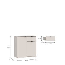 Kommode >GANYMEDE< 2 Türen, 1 Schublade, in sandfarbig - 80,1x82,3x34,1cm (BxHxT)
