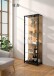 Glasvitrine >OPTIMA< Schwarz/Wildeiche-Dekor, LED Beleuchtung - 57,6x171,8x32cm (BxHxT)