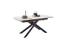 Kulissen-Esstisch >VANINO< ausziehbar 230cm, weiß marmoriert, Keramik - 180/230x76x90cm (BxHxT)