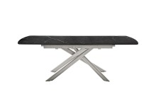 Kulissen-Esstisch >VANINO< ausziehbar 230cm, schwarz marmoriert, Keramik - 180/230x76x90cm BxHxT