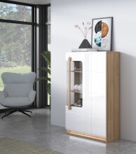Stauraumvitrine >ATTENTION< mit LED, Eiche Dekor /...