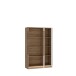 Stauraumvitrine >ATTENTION< mit LED, Eiche Dekor / Weiß gloss - 89,9x139,6x34,3 (BxHxT)