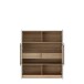 Stauraumvitrine >ATTENTION< 2 Türen, 2 Schübe, Eiche Dekor / Weiß Gloss - 119,9x139,6x41,5cm BxHxT