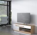 Lowboard >ATTENTION< LED, 1 Tür, 1 Schub, Eiche Dekor / Weiß Gloss - 159,9x50x41,5cm BxHxT