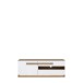 Lowboard >ATTENTION< LED, 1 Tür, 2 Schübe, Eiche Dekor / Weiß Gloss - 139,9x50x41,5cm BxHxT