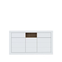 Sideboard >LEFKADAS< 3 Türen, 2 Schübe, Weiss/ Mauvella Eiche - 170,7x93,5x41,4cm (BxHxT)