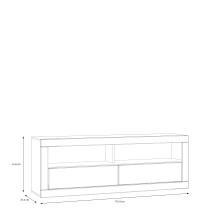 Lowboard >LEFKADAS< 2 Schübe, Weiss / Mauvella Eiche Dekor - 175,4x61,6x41,4cm (BxHxT)