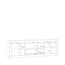 Lowboard >LEFKADAS< 2 Türen, 1 Schub, Weiss/Mauvella Eiche Dekor - 195,4x61,6x41,4cm BxHxT