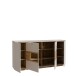 Sideboard >LOUOTO< 4 Türen, sandfarbig / Artisan Eiche - 199,5x101,2x41,6cm (BxHxT)