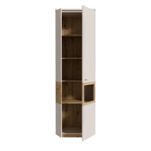 Stauraumvitrine >LOUOTO< 2 Türen, 4 Böden, sandfarbig / Artisan Eiche - 60,7x197,2x41,6 (BxHxT)