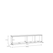 Lowboard >LOUOTO< 2 Türen, 1 Klappe, sandfarbig/Artisan Eiche - 224,8x57,7x41,6cm BxHxT