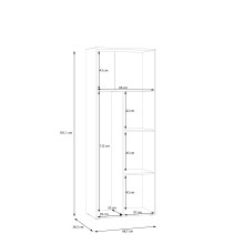Mehrzweckschrank >NET306< Inneneinteilung, Old-Wood / Betonoptik - 68,7x181,1x36,5cm (BxHxT)