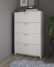 Kommode >Lepini< 4 Schübe, Weiß Dekor, Holzwerkstoff - 78x124x41cm (BxHxT)