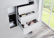 Schwebetürenschrank >Saigon< 6 Schübe, Spiegel / Weiß - 270x208x64cm (BxHxT)