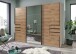 Schwebetürenschrank >Saigon< 6 Schübe, Spiegel / Plankeneiche Nachbildung - 270x208x64cm (BxHxT)