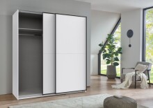 Schwebetürenschrank >Neu-Ulm< in weiss - 180x198x65cm (BxHxT)