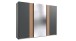 Schwebetürenschrank >Malaga< Spiegel / Graphit & Akustiklamelle Artisan Eiche - 270x208x64cm BxHxT