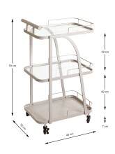 Servierwagen >55189< mit 3 Ablagen,Glas und Kaschmirgrau - 35x79x45 (BxHxT)