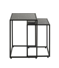 Satztisch >55584< (2-teilig) schwarz Kunstmarmor, Metall - 33x50x33 / 28x43x28 (BxHxT)