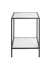 Beistelltisch >59348< in schwarz, weiß, Metall, Kunstmarmor - 40x60x40cm (BxHxT)