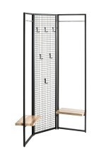 Garderobe >55599< Paravant / Raumteiler, schwarz, Metall, Eiche-MDF - 175x46cm (HxT)