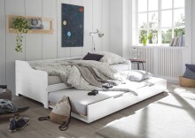 Bett >Jesse< 2x 90x200cm Liegefläche, Kiefer weiß teilmassiv - 203,6x60x97cm BxHxT