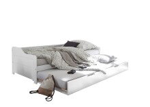 Bett >Jesse< 2x 90x200cm Liegefläche, Kiefer weiß teilmassiv - 203,6x60x97cm BxHxT
