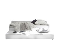 Bett >Jesse< 2x 90x200cm Liegefläche, Kiefer weiß teilmassiv - 203,6x60x97cm BxHxT