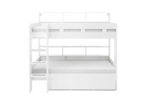 Hochbett >Jusa< 2x 90x200cm Liegefläche, Stauraum, Weiß - 210x188,8x129,6cm (BxHxT)