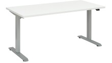 Schreibtisch >e-desk< in weiss/alu - 160x72x80 (B/H/T) elektrisch verstellbar