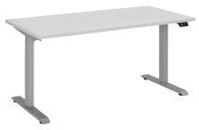 Schreibtisch >e-desk< in platingrau/alu - 160x72x80 (B/H/T) elektrisch verstellbar