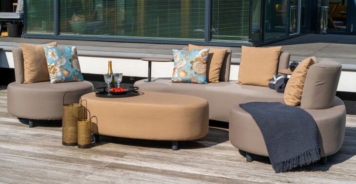 Gartenlounge-Set >Calidad< (4er-Set) 2 Sofas 212/135x78x89cm,

Sessel Ø89x78,

Hocker 122x40x70cm